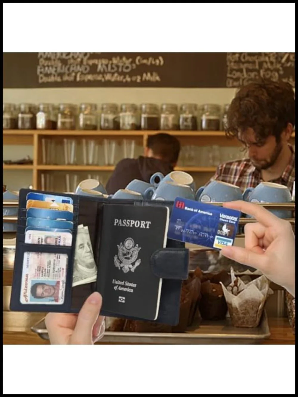 Genuine Leather Passport Holder Travel Wallet Card Case for Men Women Unisex